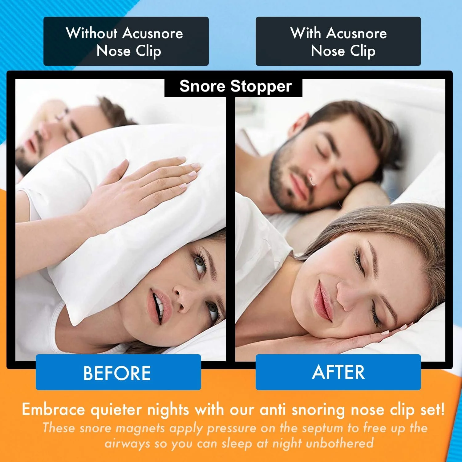 Клипса против храпа Магнитная Для носа Силиконова с футляром для путешествий, фото №3