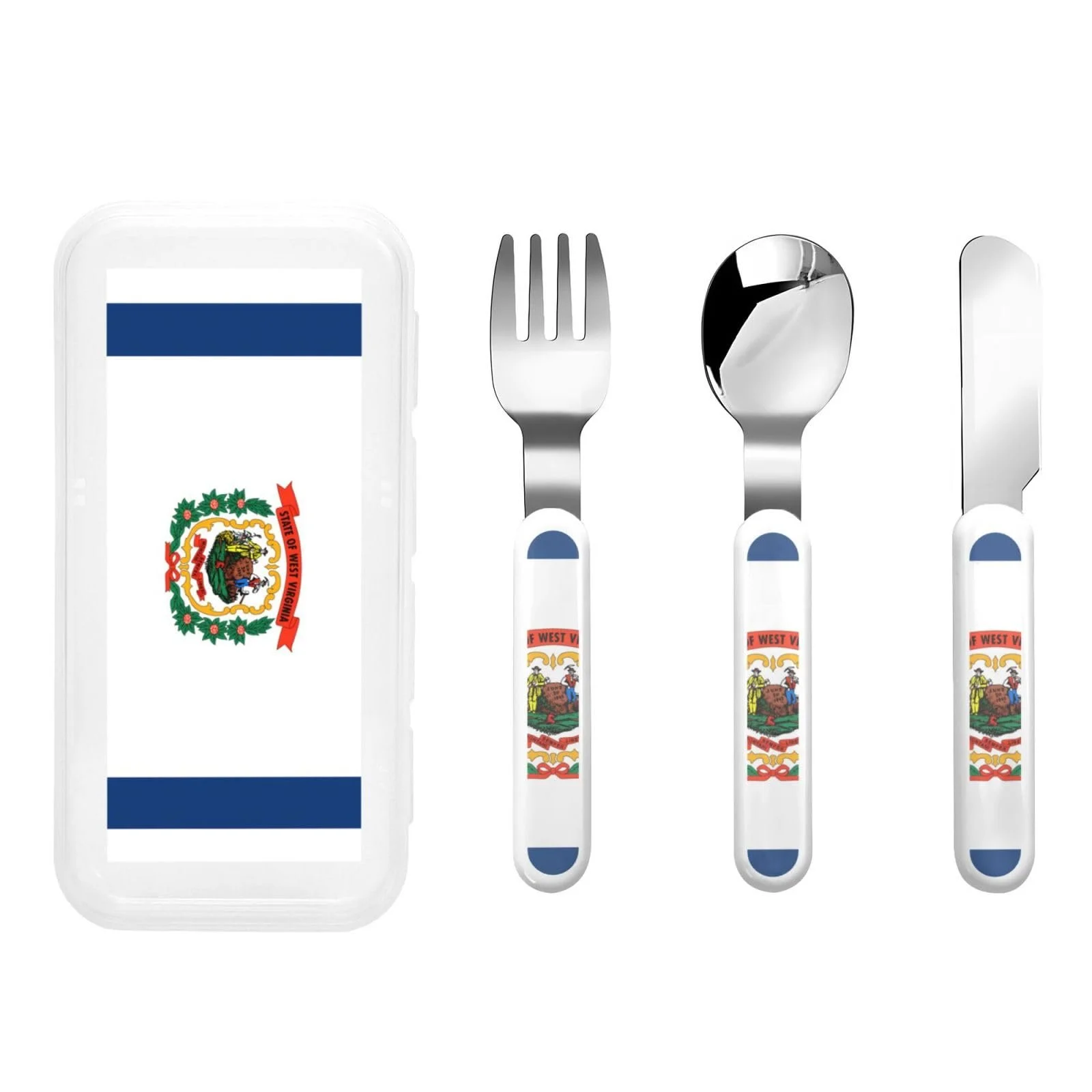 Дитячий набір столових приборів West Virginia Flagge з Трьох Предметів для Дитячого Садка для Пікніка Багаторазовий, фото №1 Дитячий набір столових приборів West Virginia Flagge з Трьох Предметів для Дитячого Садка для Пікніка Багаторазовий, фото №1
