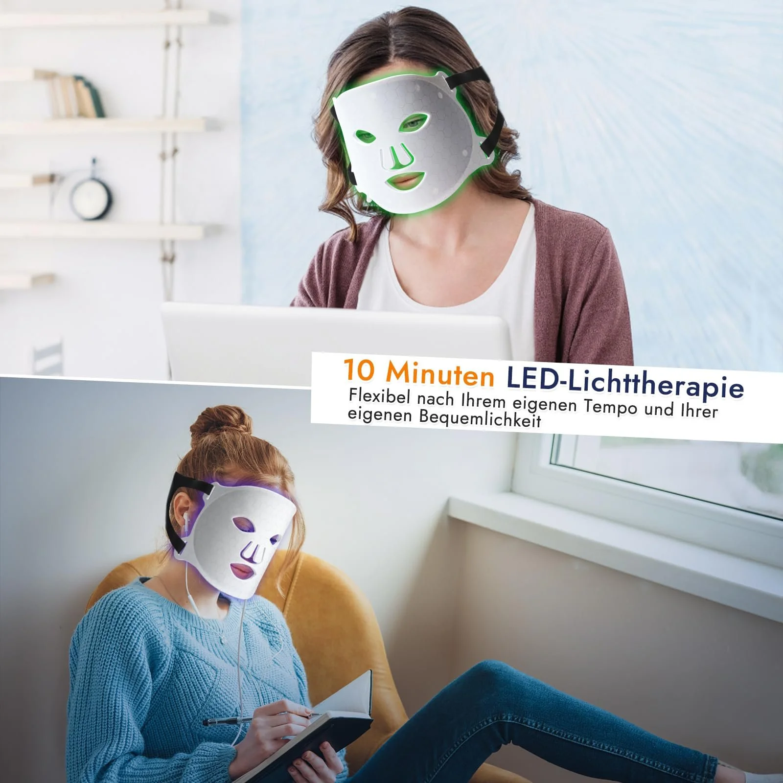 Маска Світлодіодна для обличчя 7-колірна з 270 світлодіодами White, фото №6