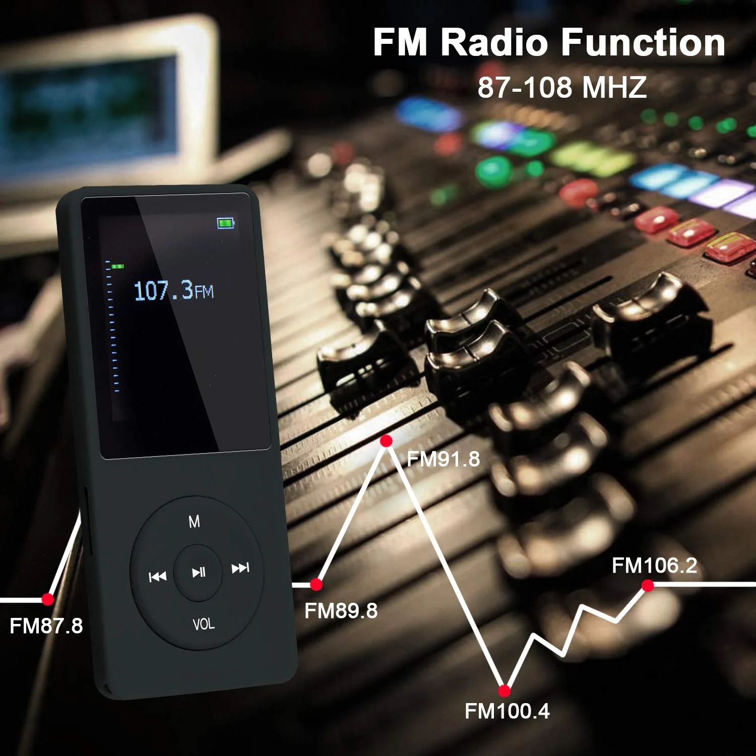MP3-плеер COVVY 8GB, поддержка карт памяти SD до 64 GB, 70 часов воспроизведения музыки, звук без потерь, Hi-Fi MP3-плеер., фото №5