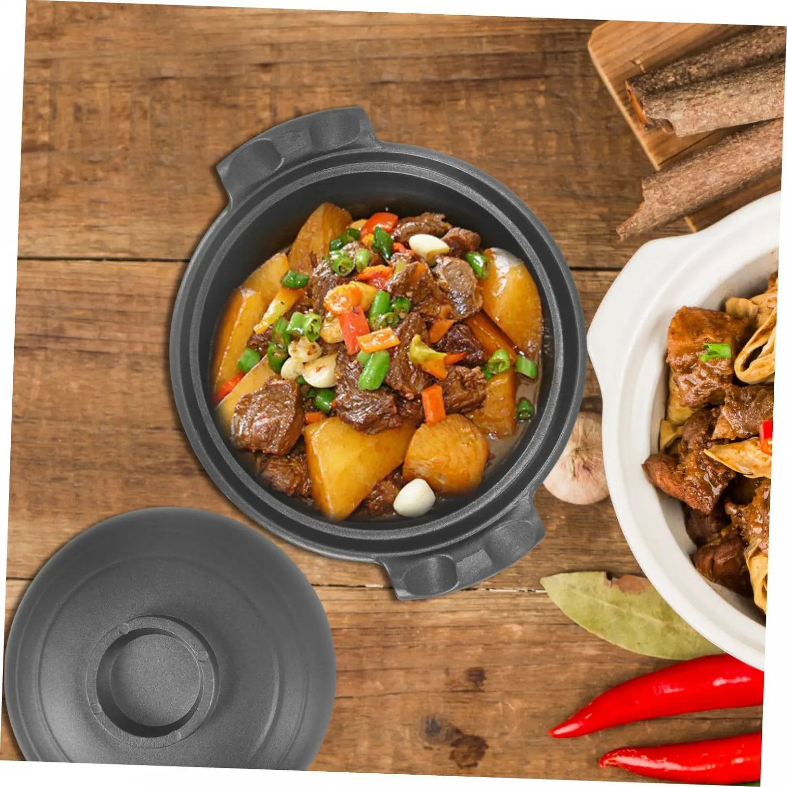 Кастрюля керамическая с крышкой 16 см антипригарная с двойной ручкой для плиты и духовки, фото №9