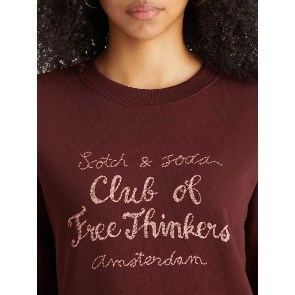 Женский свитшот Scotch & Soda с рисунком на груди, приталенный, фото №5