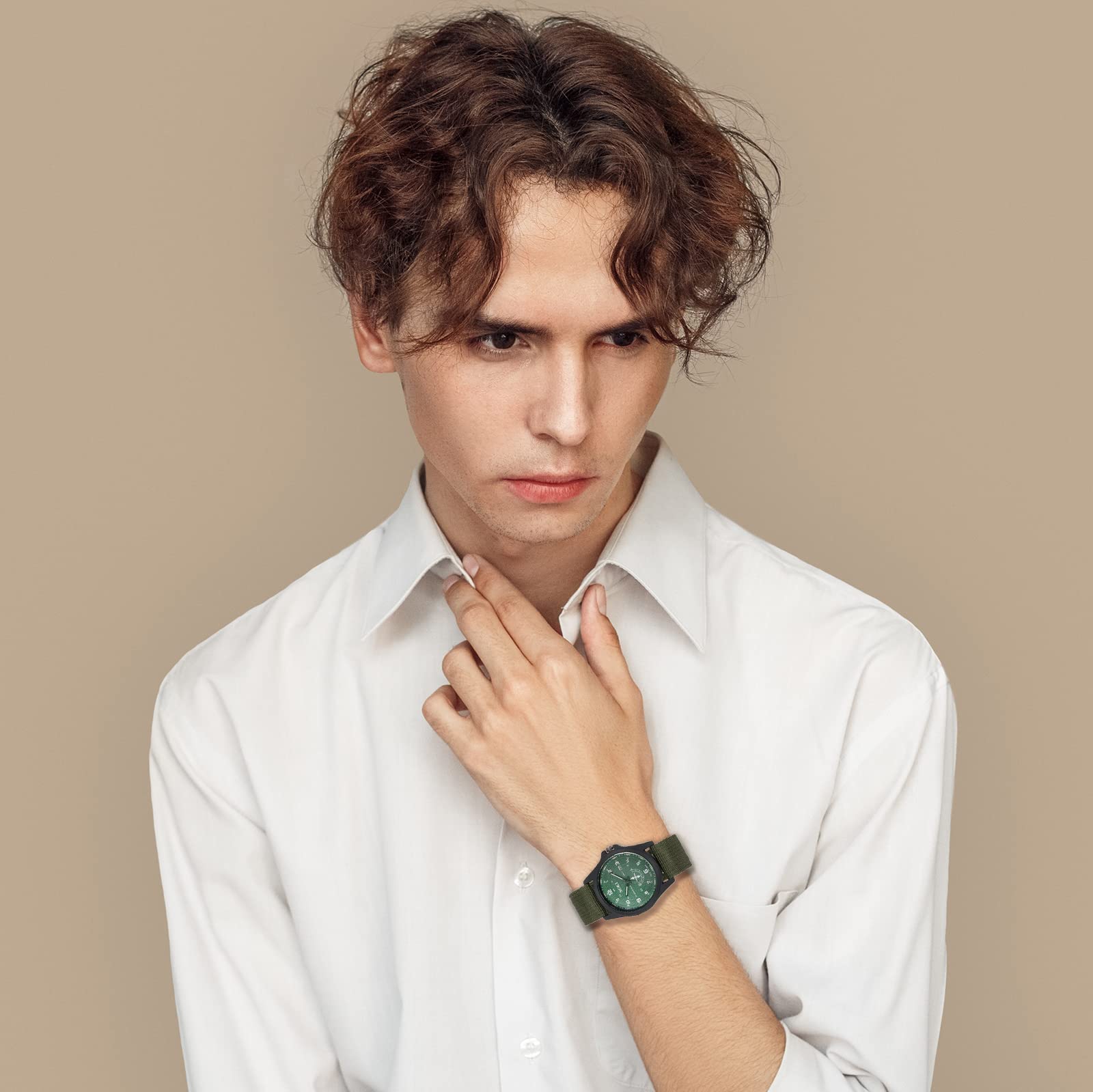 Годинник Silverora Чоловічий Військовий Нейлоновий Календар Зелений Ремінець, фото №3