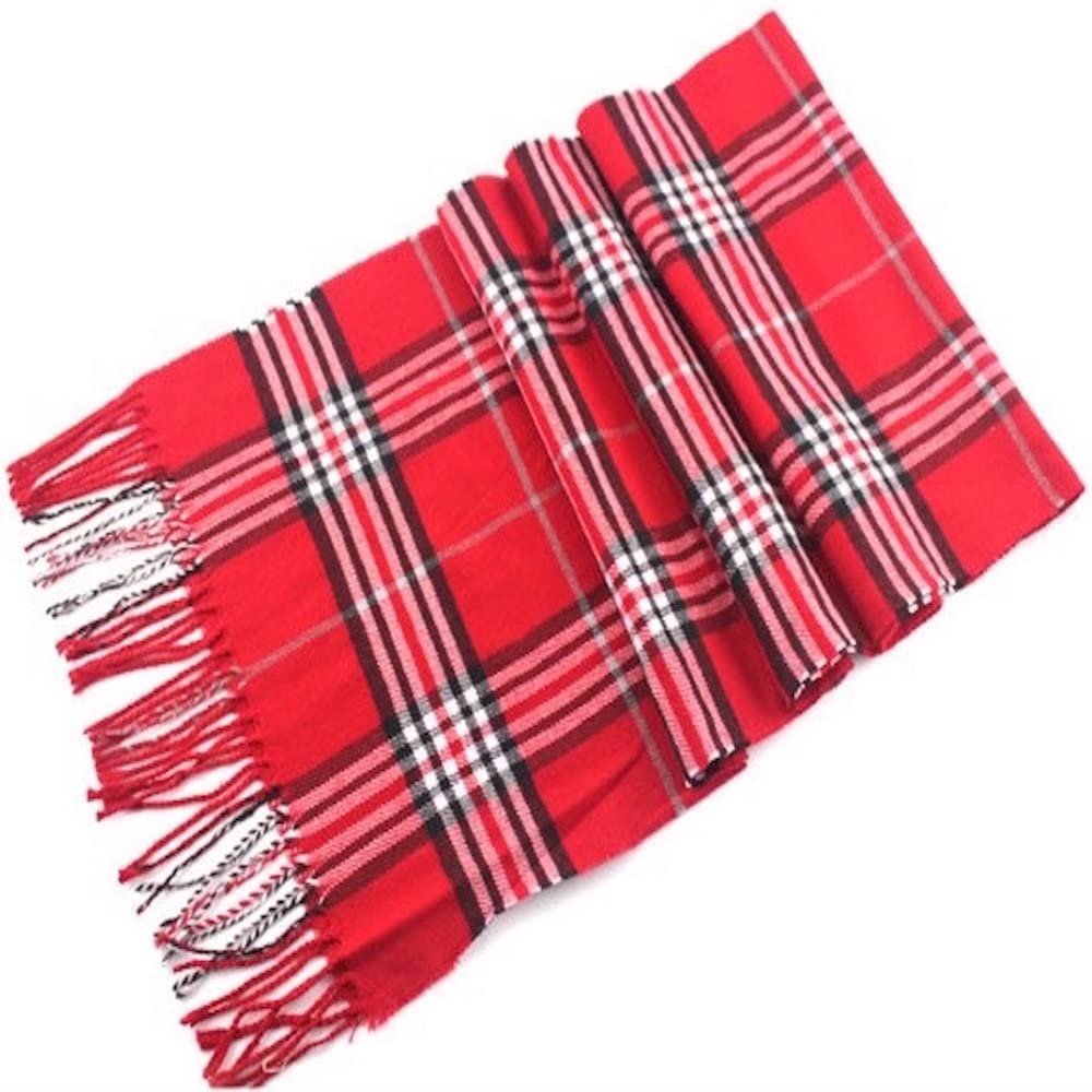 Пашміна Шарф CJ Apparel Tartan Design Непальські китиці Червоний, фото №4
