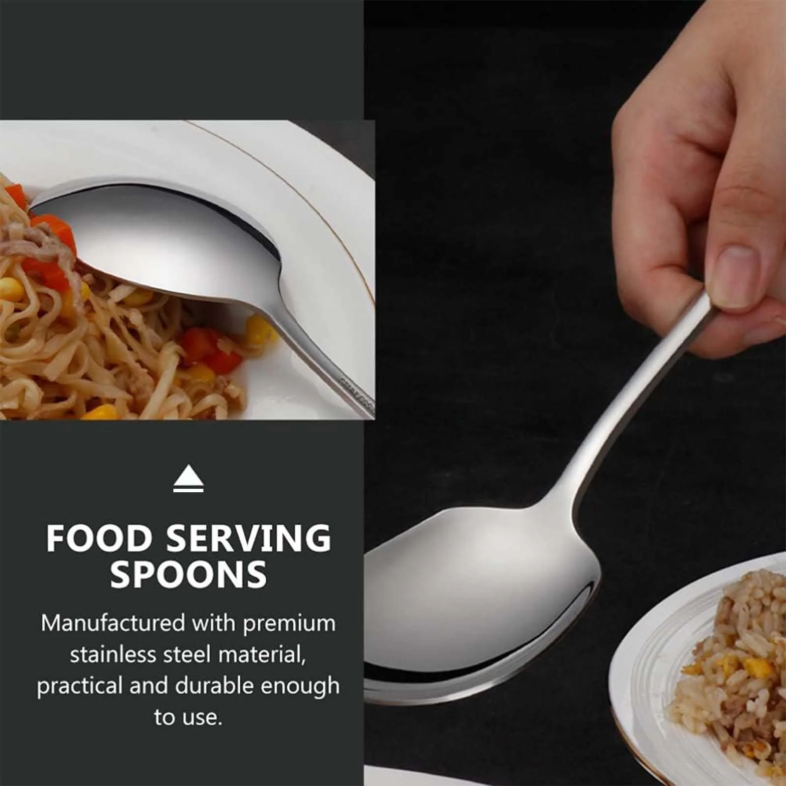 Ложка для сервірування велика, 25 см, нержавіюча сталь, сріблястий, 3 шт, фото №4