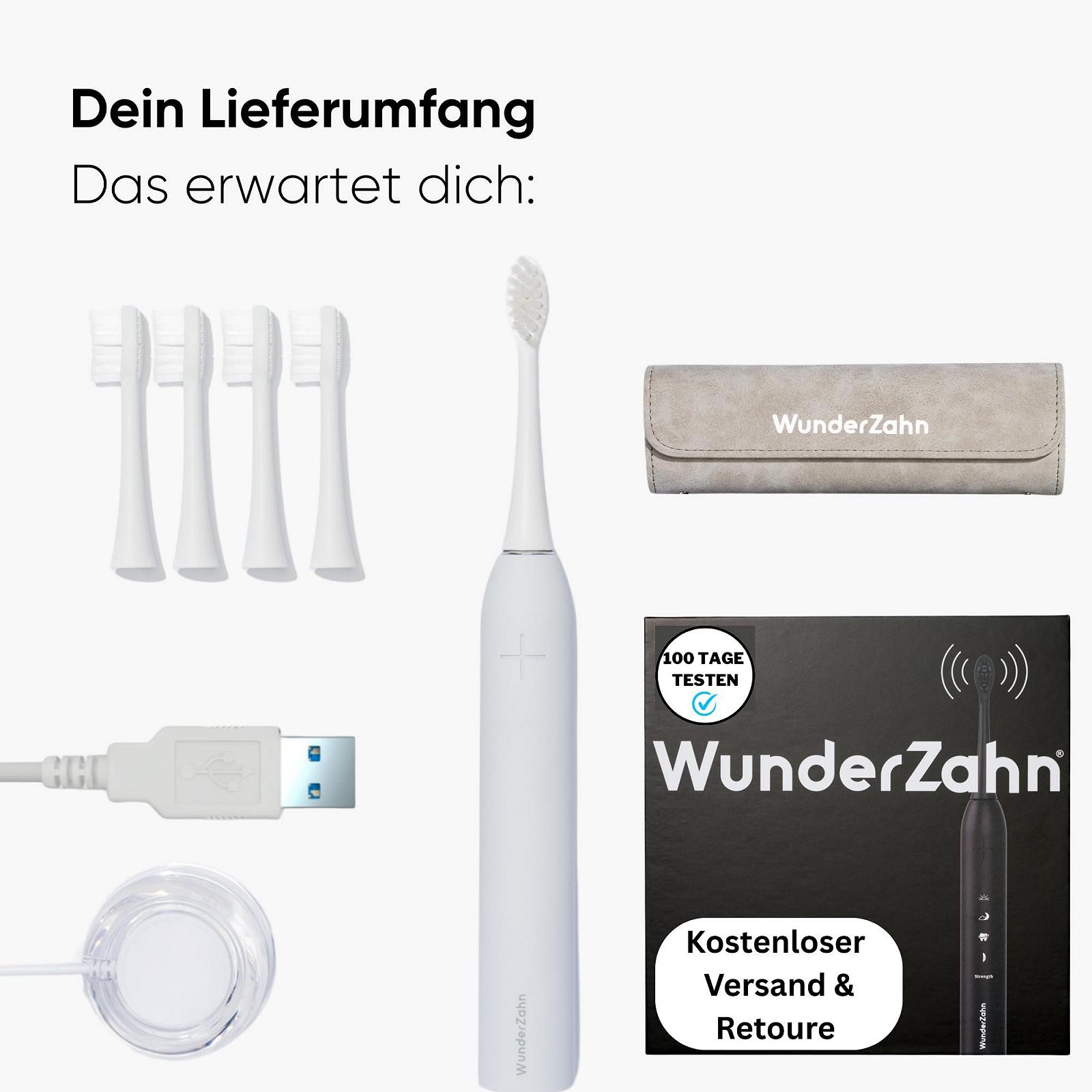 Електрична зубна щітка WunderZahn Clean Pro Sonic 4 режими чищення,, акумулятор на 8 тижнів Біла, фото №4