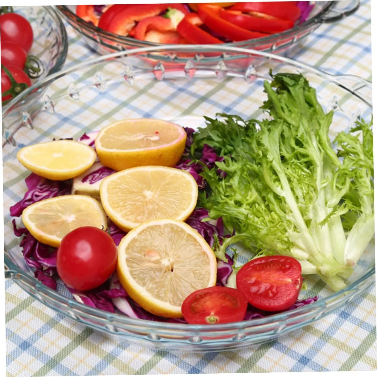 Форма для запікання скляна кругла жаростійка прозора для духовки та мікрохвильової печі, фото №6