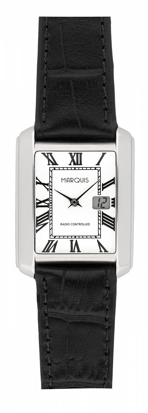 Жіночий радіокерований годинник MARQUIS 4015-117 з чорним шкіряним ремінцем, німецький радіокерований механізм, ремінець., фото №1