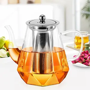 Чайник-заварник ZONJIE Скляний з ситечком для чаю, 1200 мл, великий - Фото 1