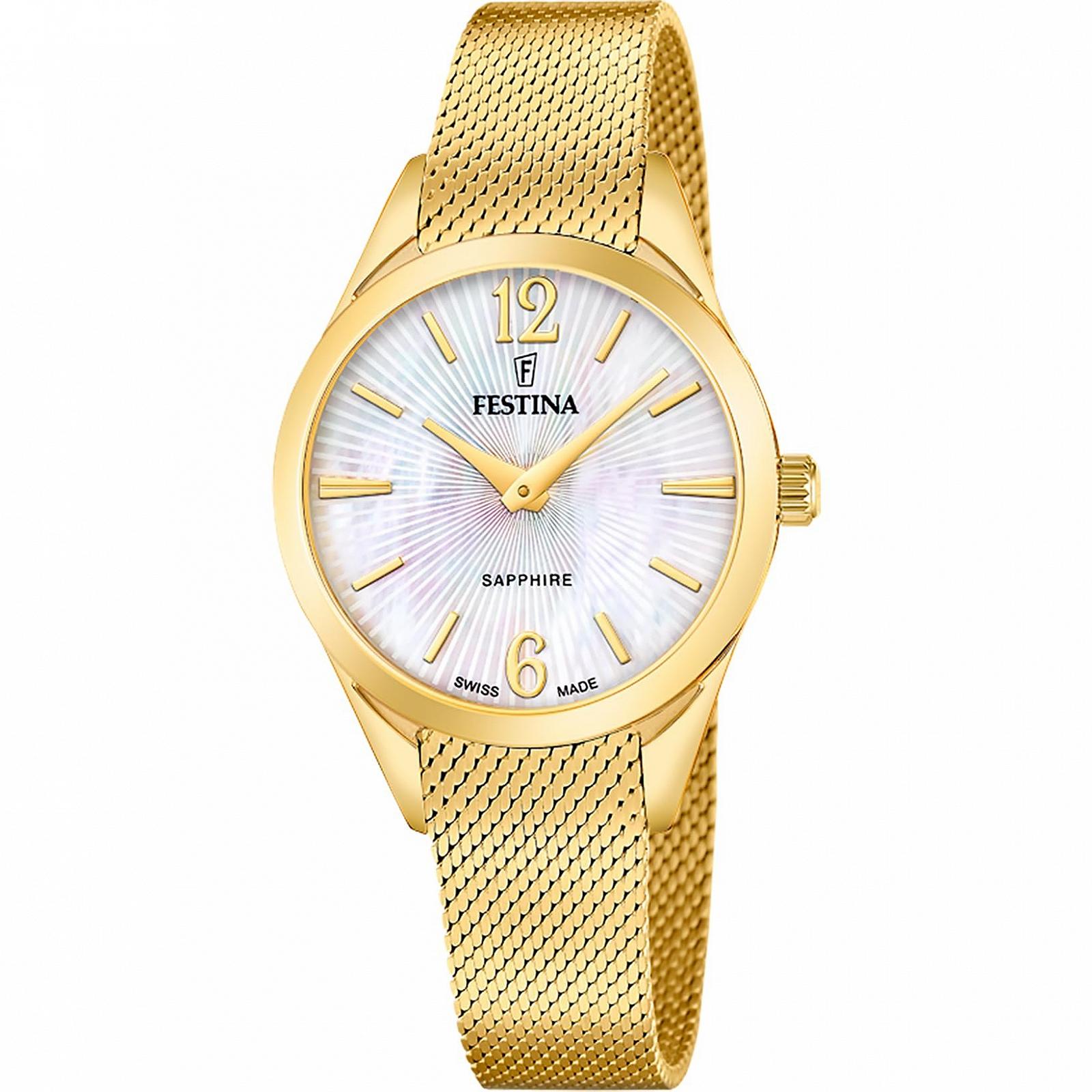 Женские Кварцевые часы Festina Grace F20077/1 Золотистый, фото №1