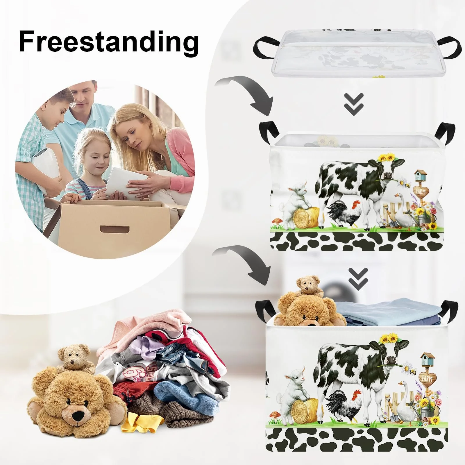 Корзина для игрушек HUUMONSS Сельские животные, складная для мальчиков и девочек, 36 л, фото №3 Корзина для игрушек HUUMONSS Сельские животные, складная для мальчиков и девочек, 36 л, фото №3