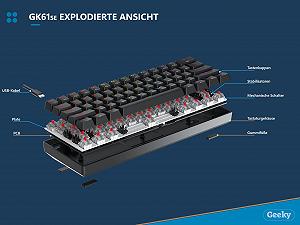 Механічна ігрова клавіатура Geeky GK61 SE 60% 62 Keys RGB ISO DE Mechanical Brown Black - Фото 1