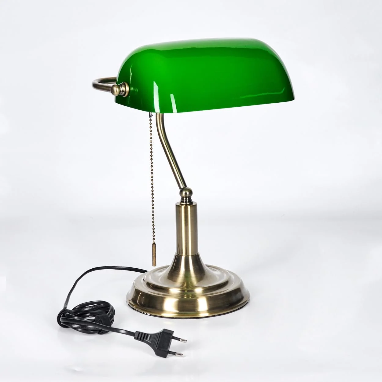 Настільна лампа HOFSTEIN Havsta Traditional Banker Retro Метал Скло Висота 36 см 1 x E27 Antique Brass/Green/White, фото №4