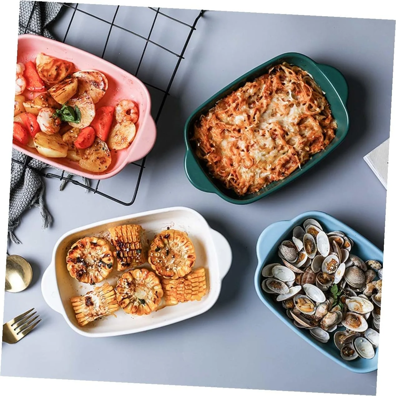 Форма для запекания TOYANDONA керамическая с ручками термостойкая микроволновая, фото №5