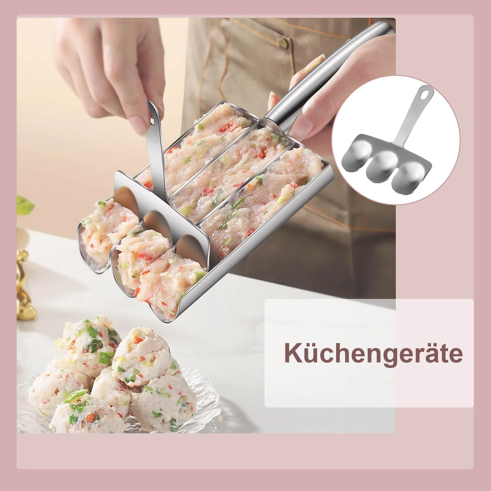 Форма для фрикаделек Meatball Maker с 3 трубками и лопаткой нержавеющая сталь 304, фото №7 Форма для фрикаделек Meatball Maker с 3 трубками и лопаткой нержавеющая сталь 304, фото №7