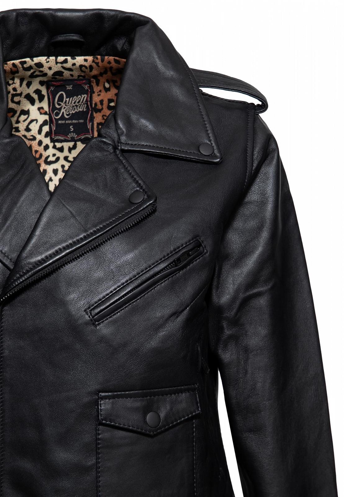 Кожаная куртка Queen Kerosin Байкерская куртка Marlon Brando Женская Rockabilly Rockabella 1950 50S Vintage Leo Leopard Marlon, фото №3