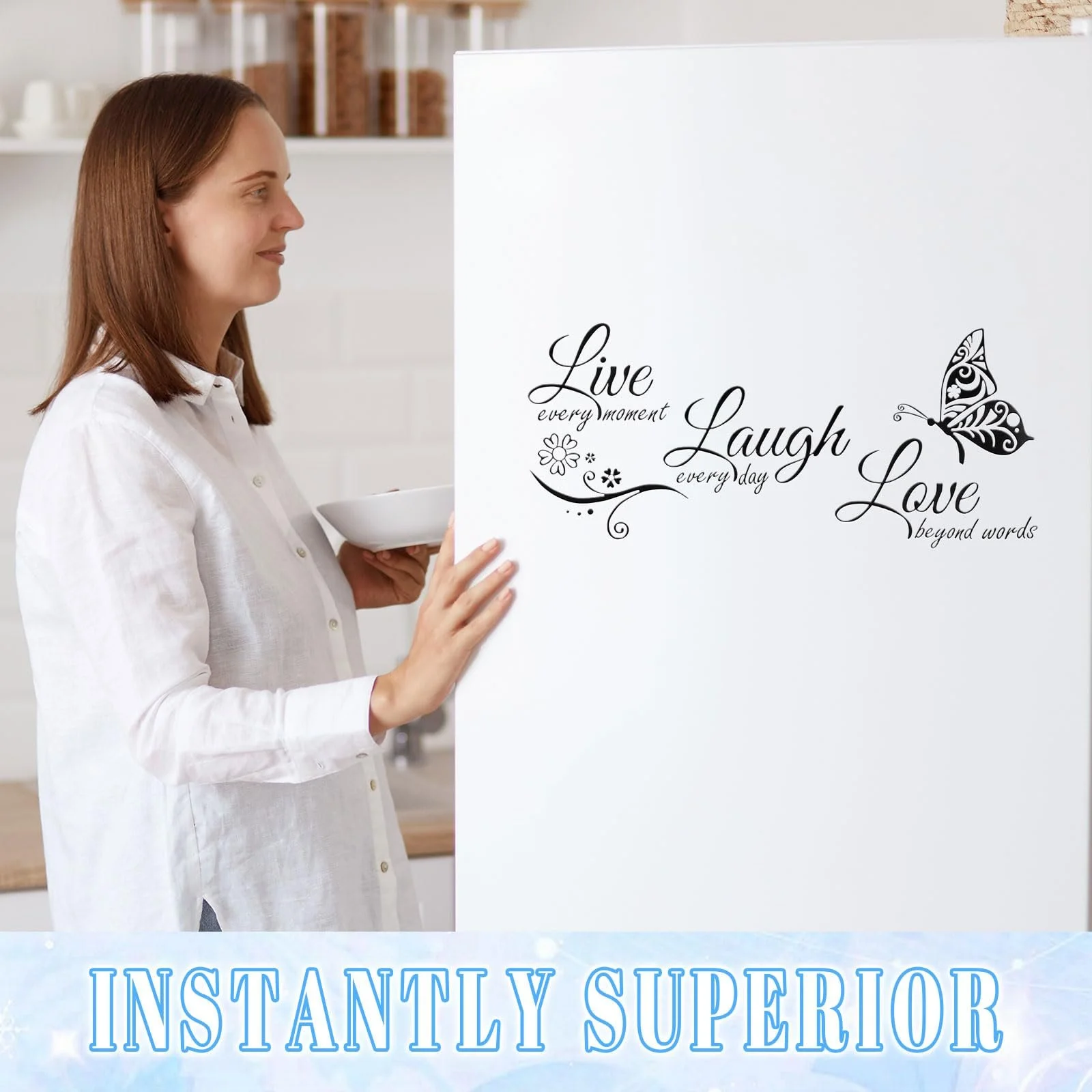 Наклейка на стіну мотиваційна Метелики Live Love Laugh DIY 1 шт., фото №7