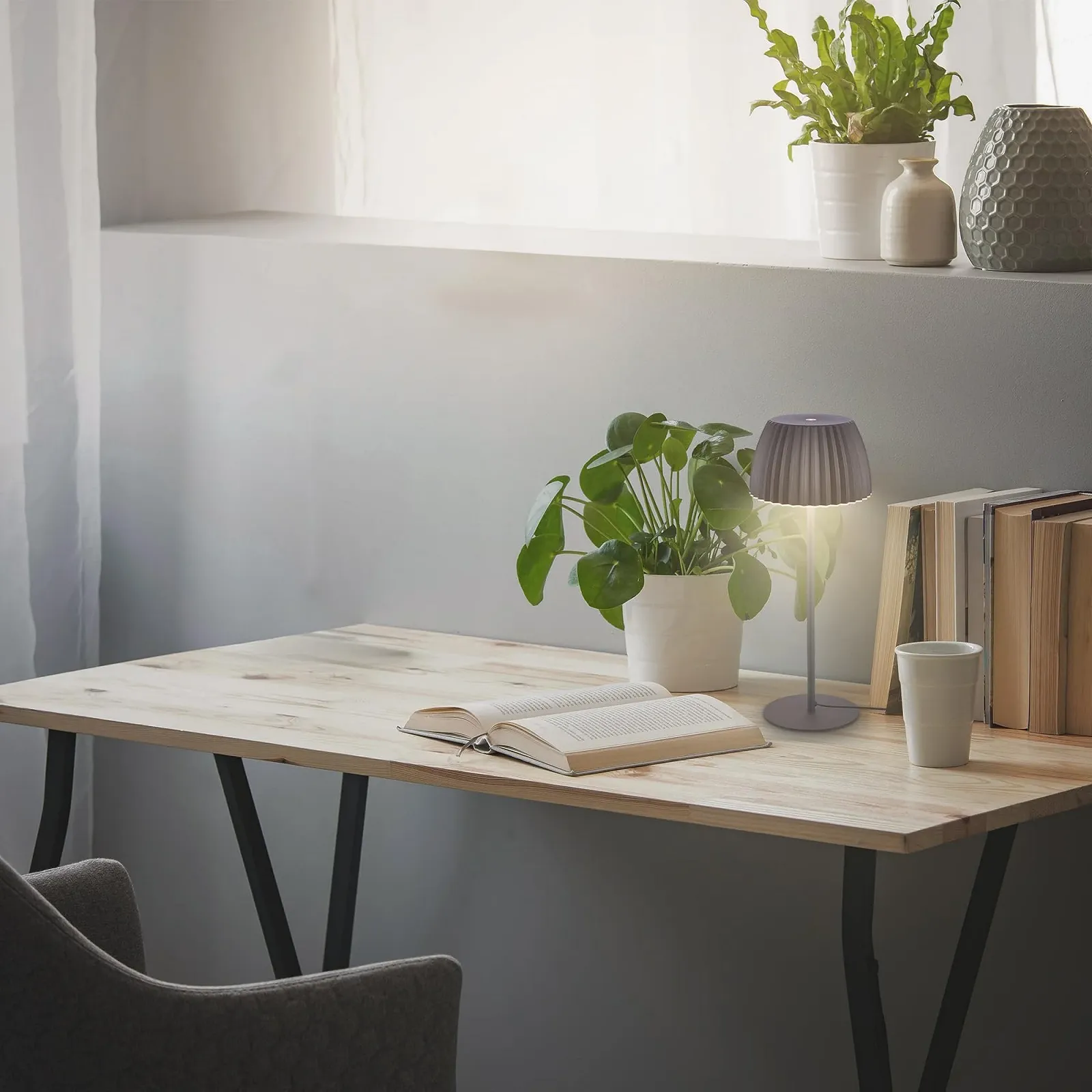 Настольная лампа BRILONER LED сенсорная регулируемая яркость теплый белый свет 14.3 x 36 см Антрацит, фото №4