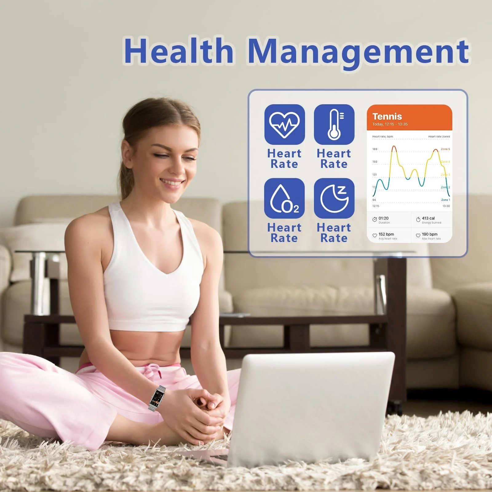 Смартгодинник Жіночий 1.47 Дюйма IP68 Водонепроникний, фото №2