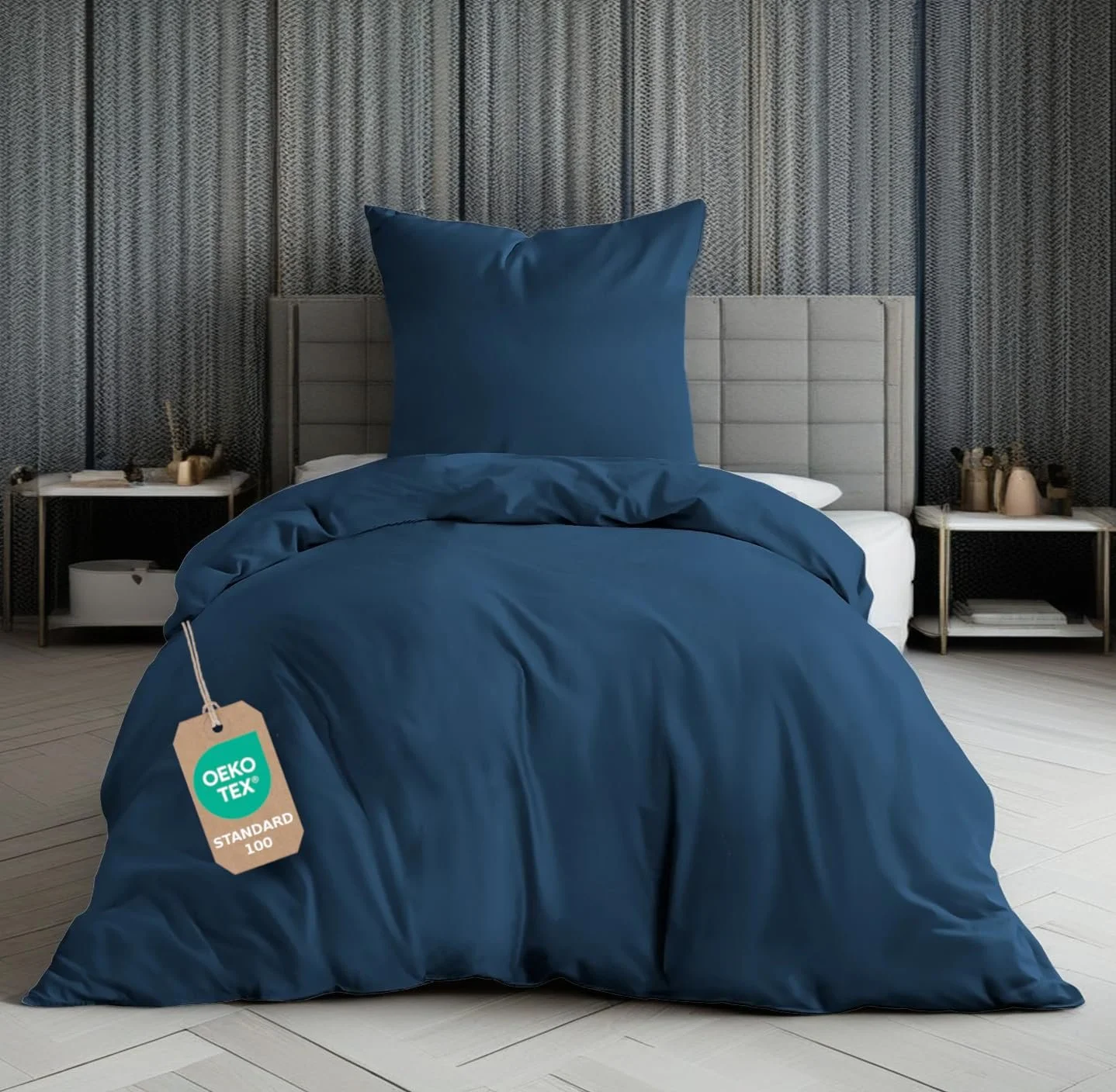 Постельное белье MALIKA 135 x 200 см + 80 x 80 см, хлопок, Renforcé, Oeko-Tex, на молнии Однотонное, фото №1