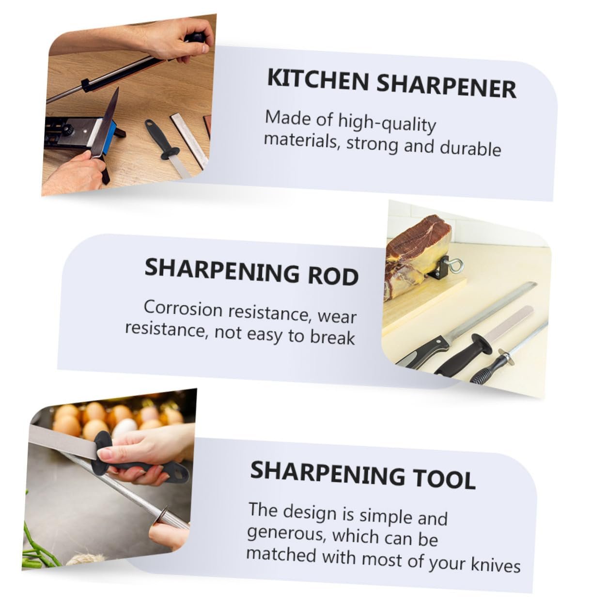 Мусат для заточування кухонних ножів професійний двосторонній, з кільцем для підвішування, фото №6 Мусат для заточування кухонних ножів професійний двосторонній, з кільцем для підвішування, фото №6