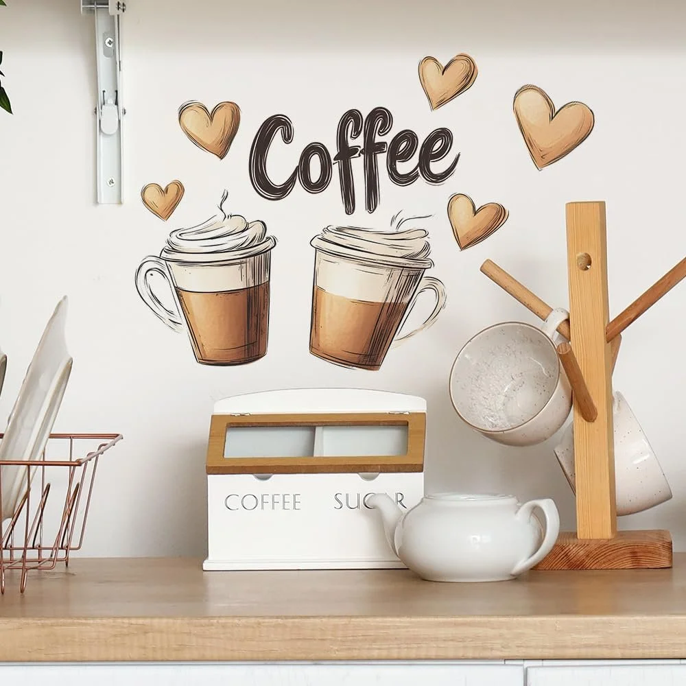 Наклейка на стену HGDESIGN Coffee Pot Coffee Cup Coffee Time Heart (D), фото №2