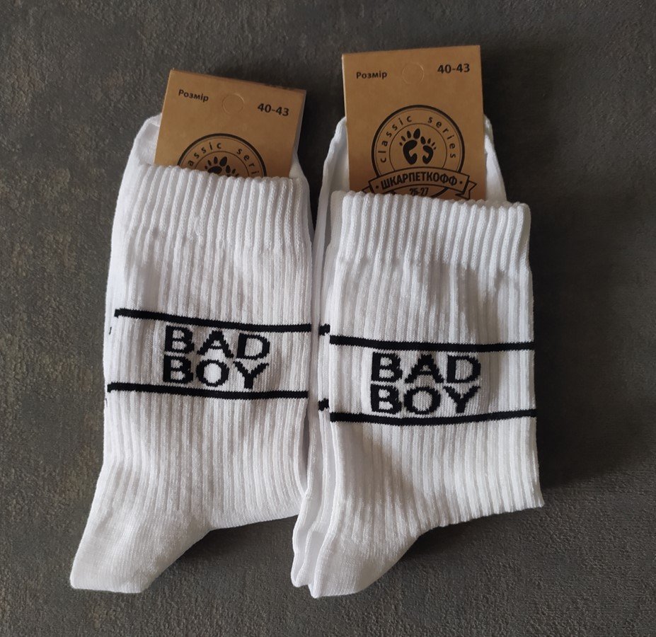 Чоловічі молодіжні шкарпетки високі демісезонні білі 39 - 44 розмір, фото №1