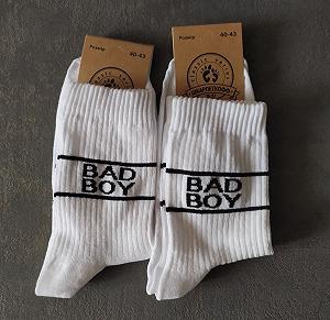 Мужские молодежные носки высокие демисезонные белые 39 - 44 размер - Фото 1