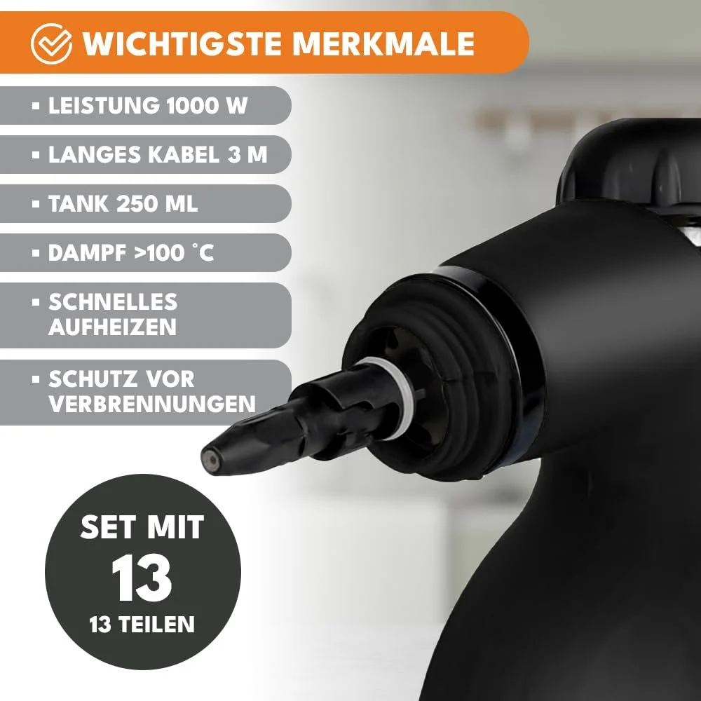 Пароочисник ручний 1000 W 9 насадок 220-240 V, фото №2 Пароочисник ручний 1000 W 9 насадок 220-240 V, фото №2