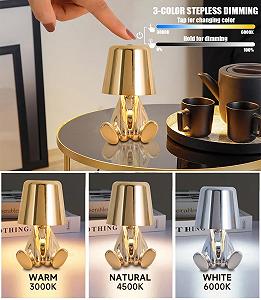 Настольная лампа ELINKUME Touch Cute Small Golden Man LED USB 3-уровневая яркость Диммируемая synthetic.ua - Фото 1