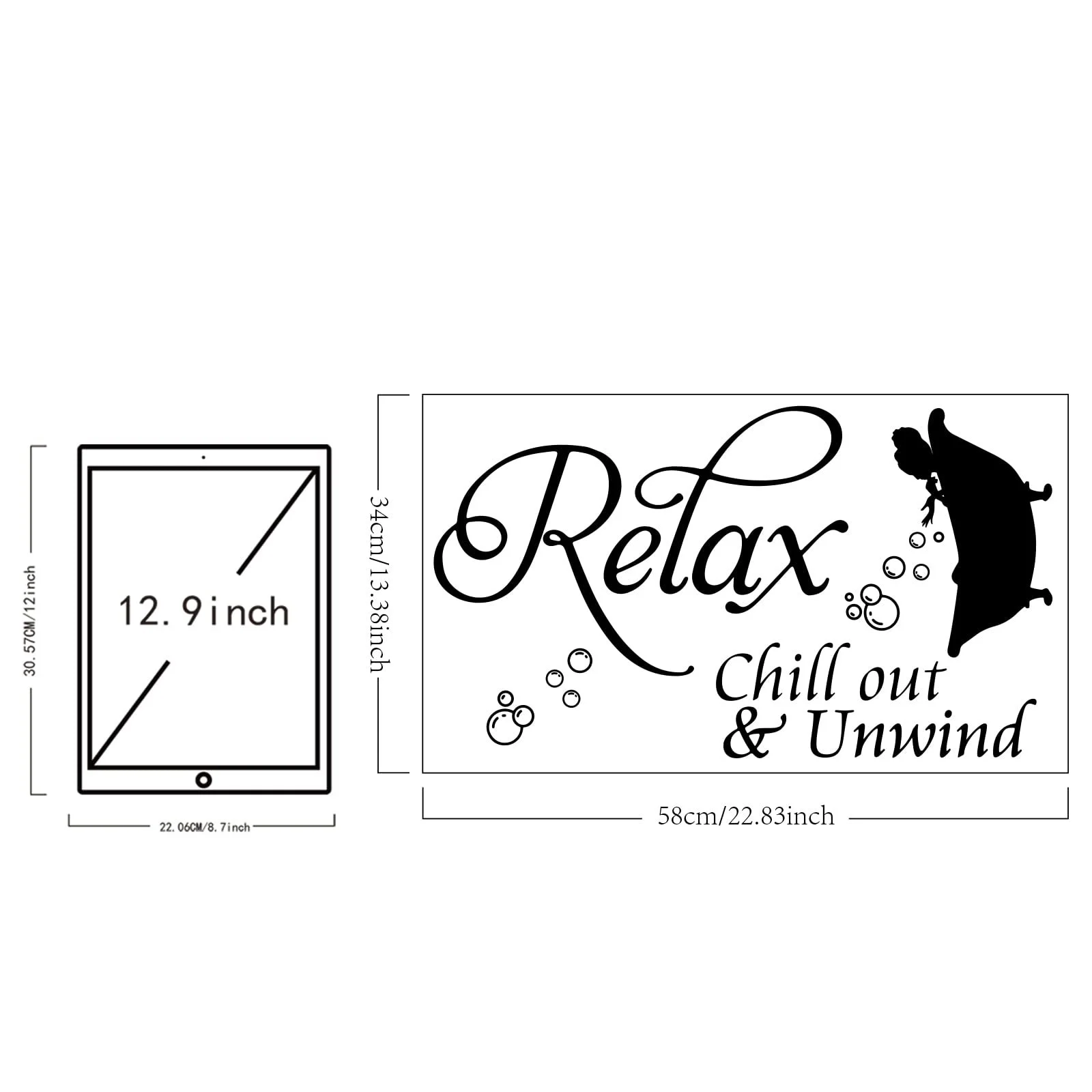 Наклейка на стіну SUPERDANT Relax Chill Out & Unwind Вінілова для ванної кімнати, фото №2