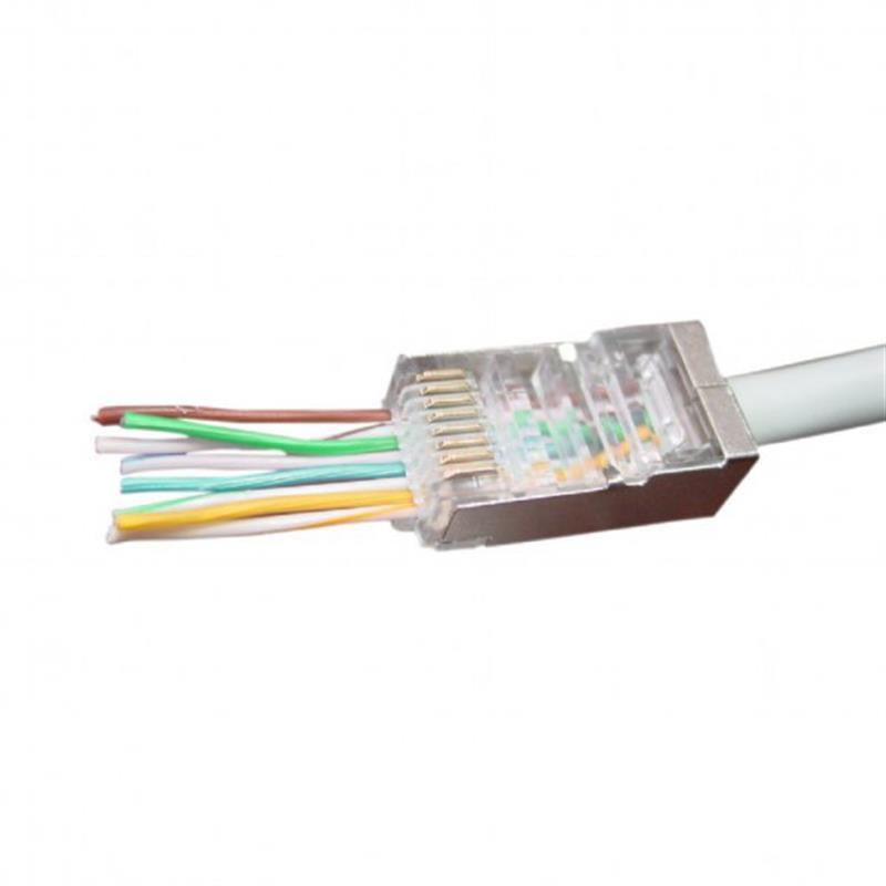 Коннектор RJ 45 Cablexpert (LC-PTF-01/10) экранированный, с золоченными контактами, со сквозными отверстиями (10 шт/уп), фото №2