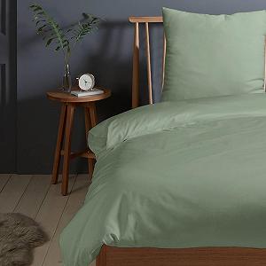 Комплект постільної білизни Pizuna з 2 предметів, сатин Mako, 155 x 220 см + 80 x 80 см, кольору морської піни - Фото 1