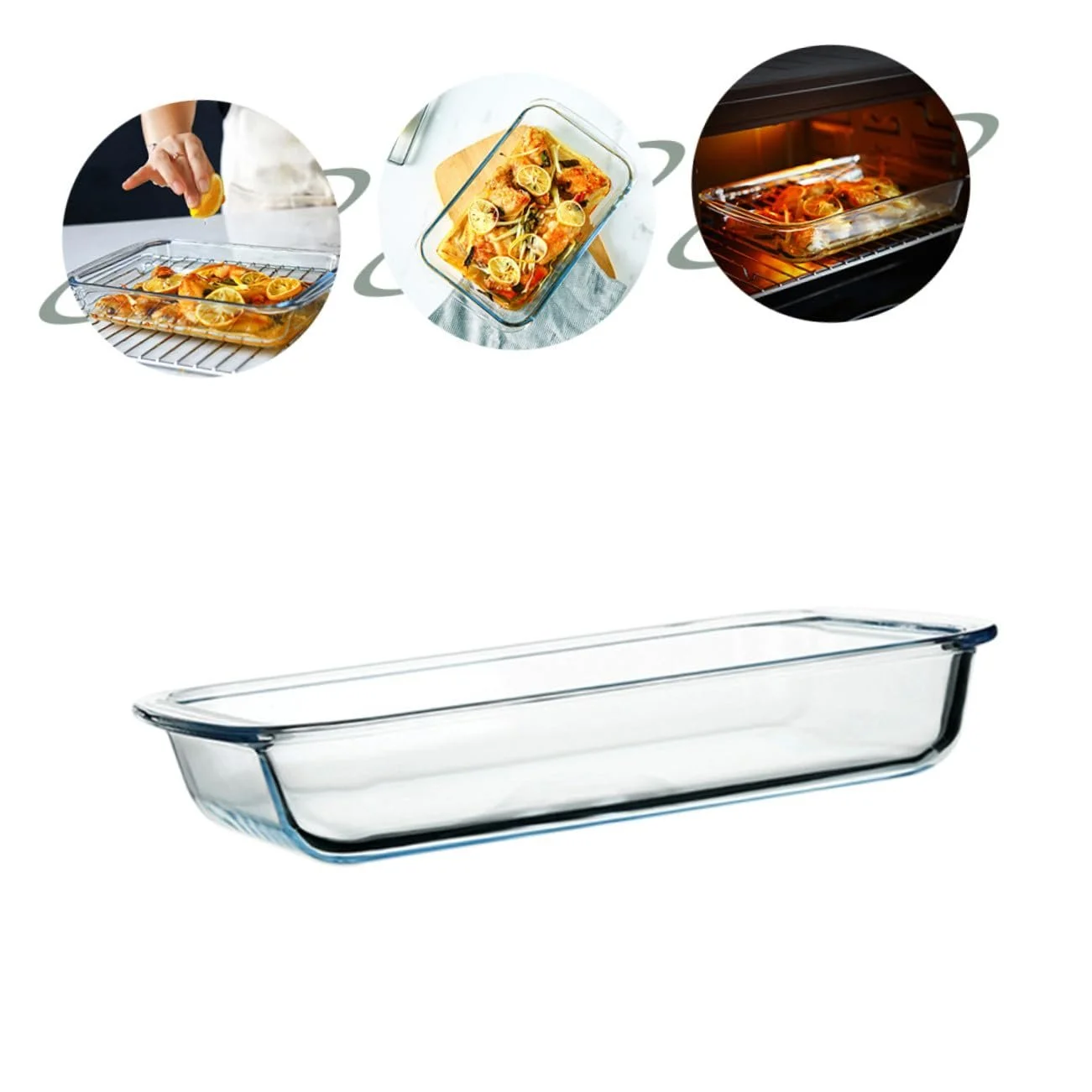 Форма для запікання VALICLUD прямокутна скляна з 2 ручками, фото №7 Форма для запікання VALICLUD прямокутна скляна з 2 ручками, фото №7