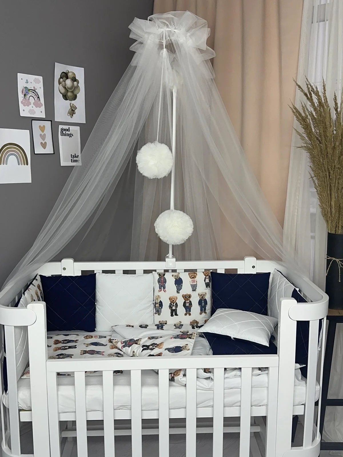 Комплект для новонародженого з бортиками подушками Happy синій, фото №1