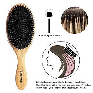 Щітка для волосся з щетини кабана з нейлоновою щетиною Bamboo synthetic.ua - Фото 1