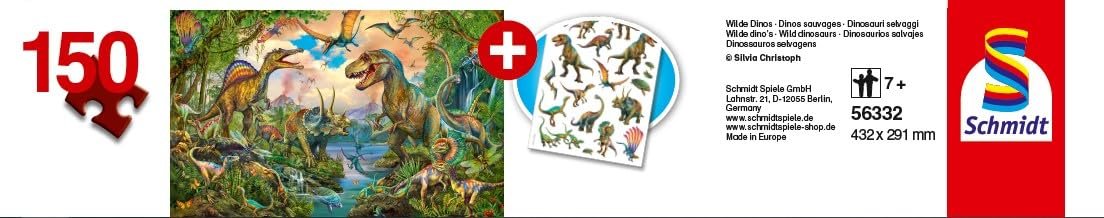 Пазл Schmidt Spiele 56332 Wild Dinos 150 деталей тату динозавров разноцветный, фото №2