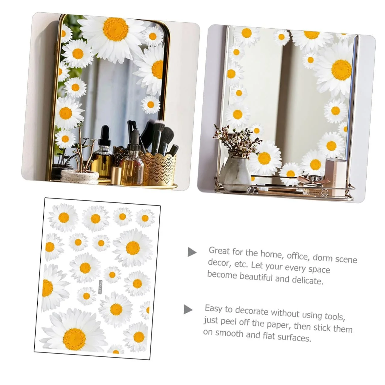 Наклейка на стіну White Small Flowers Квіти Самоклеюча Білий, фото №8