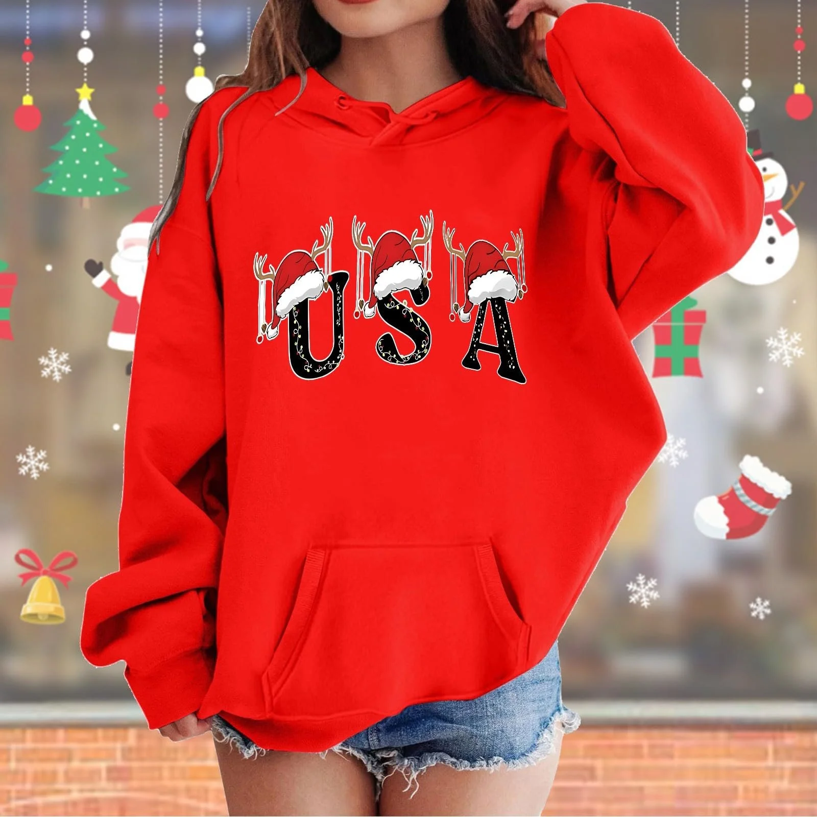 Різдвяний дитячий світшот з довгими рукавами, різдвяна дитяча толстовка з літерами, фото №3 Різдвяний дитячий світшот з довгими рукавами, різдвяна дитяча толстовка з літерами, фото №3