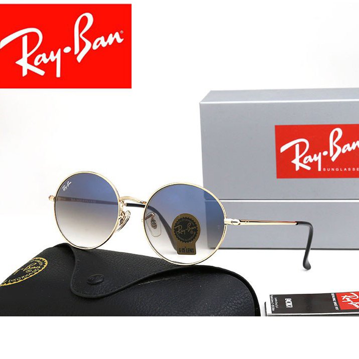Мужские солнцезащитные круглые очки Ray Ban синий градиент, фото №5