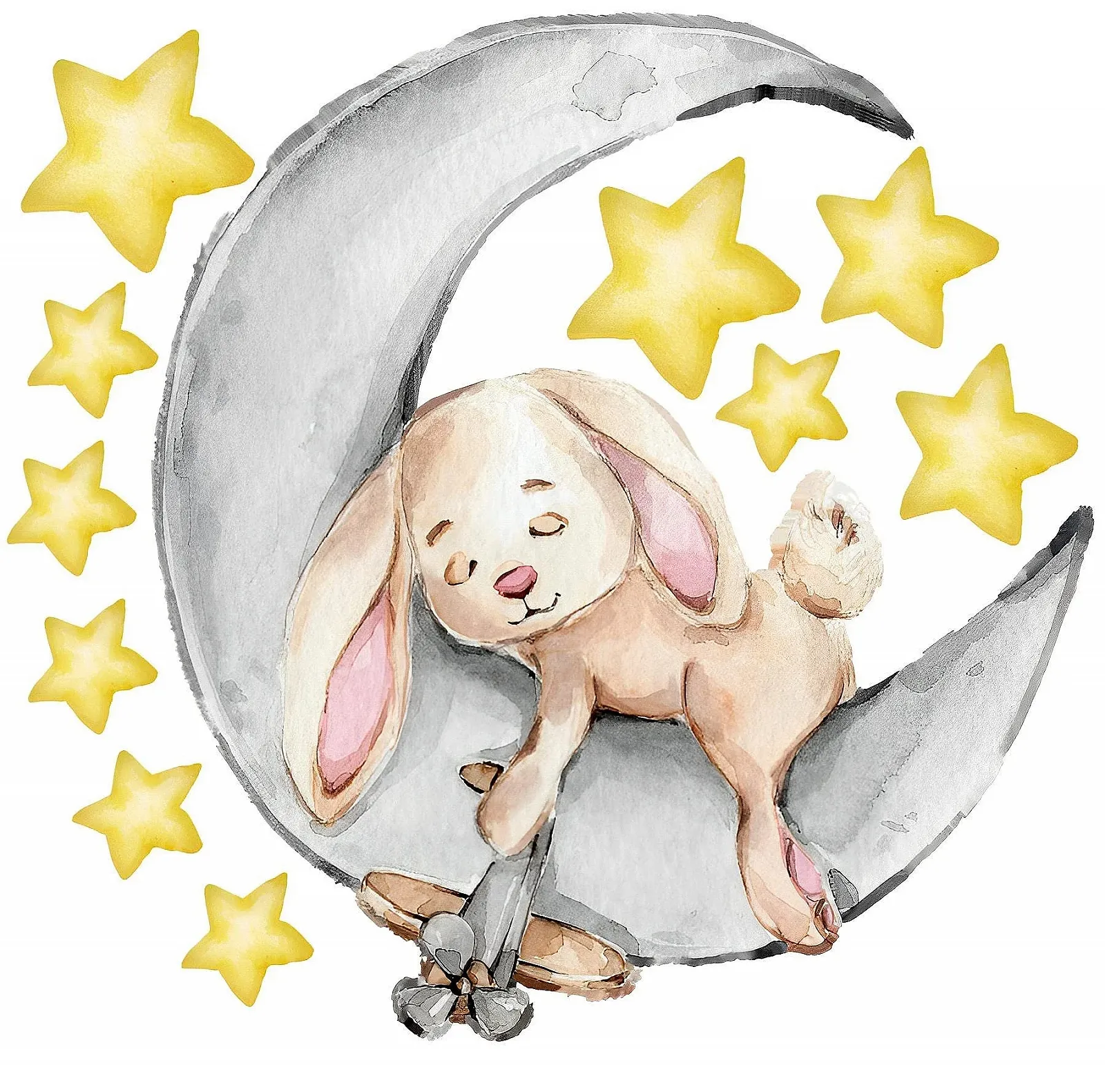 Наклейка на стіну WandSticker4U Кролик на місяці 66 x 62 см Акварель, фото №1