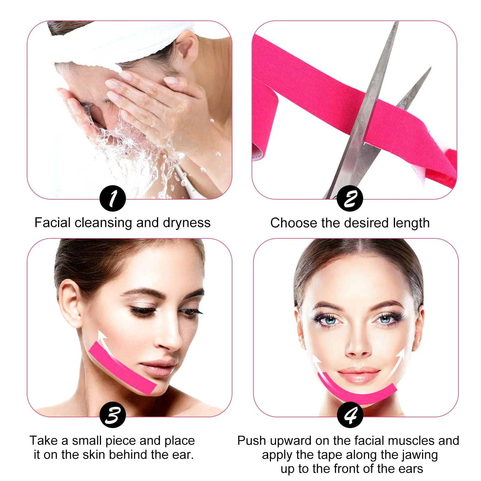 2 рулони стрічки для підтяжки обличчя, пластир проти зморшок, фото №4