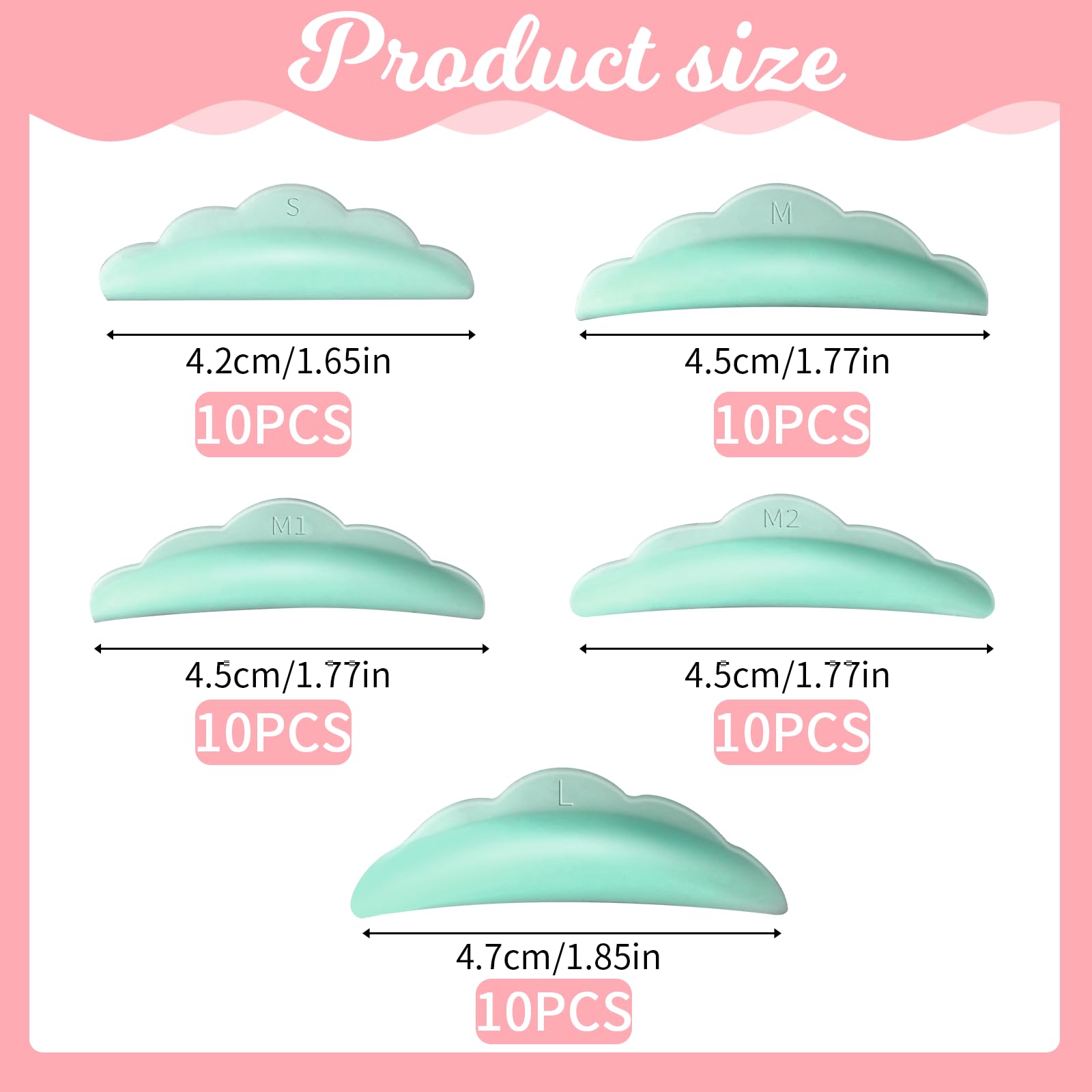 Набор Eyelashes, Perm Curlers, Silicone Perm Pad, Reusable Green Eyelash Brush для Eyelash Lifting, Lift Bars, Makeup Beauty Tool, 5 Sizes, фото №2