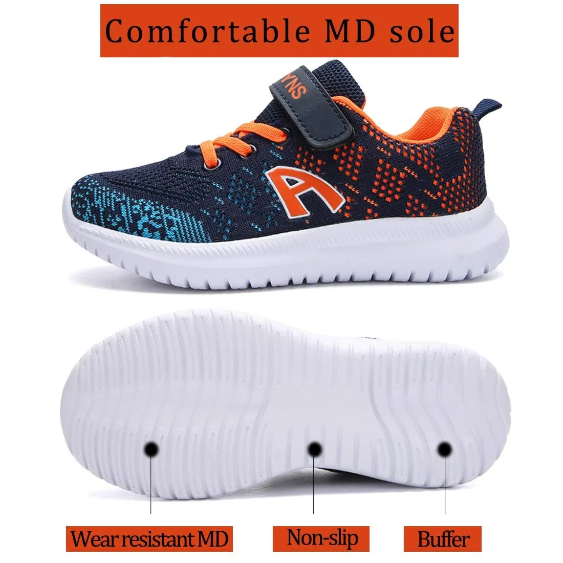 Спортивная обувь Детская Сетчатые дышащие кроссовки для бега Спортивные тренеры на липучках для походов в помещении для мальчиков, мужчин, детей 28-38, фото №3
