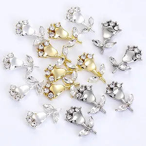 Аксессуары для дизайна ногтей Стразы для ногтей 10 x 13 мм 3D Роза Алмазный сплав Блестящий набор из 10 штук Белый synthetic.ua - Фото 1