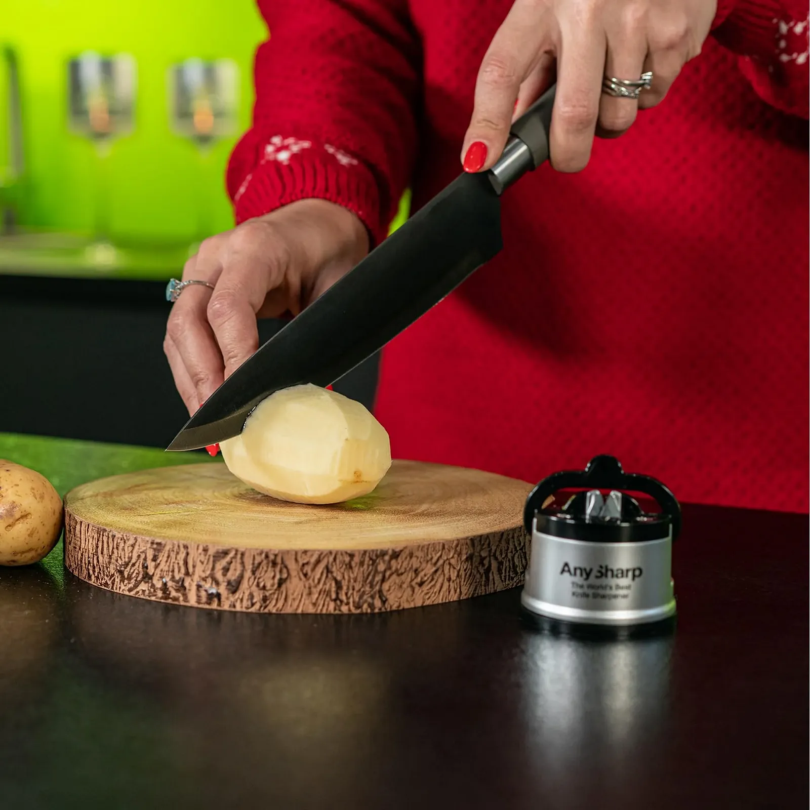 Точилка для ножей AnySharp PowerGrip Compact Серебристая, фото №7