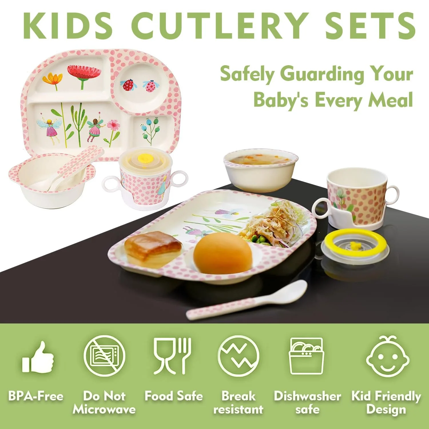 Набор детской посуды TourKing Flower Fairy Cartoon, 6 предметов, розовый, фото №4 Набор детской посуды TourKing Flower Fairy Cartoon, 6 предметов, розовый, фото №4