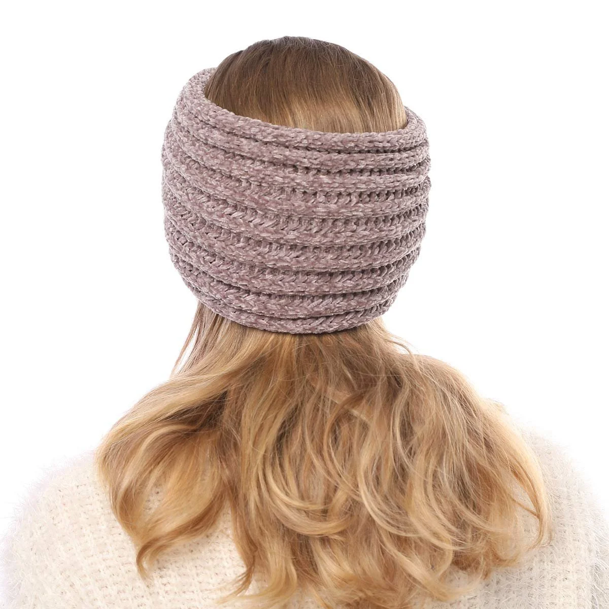 Пов'язка на голову В'язана Axy HBW3 З вузлом Коричнева, фото №4