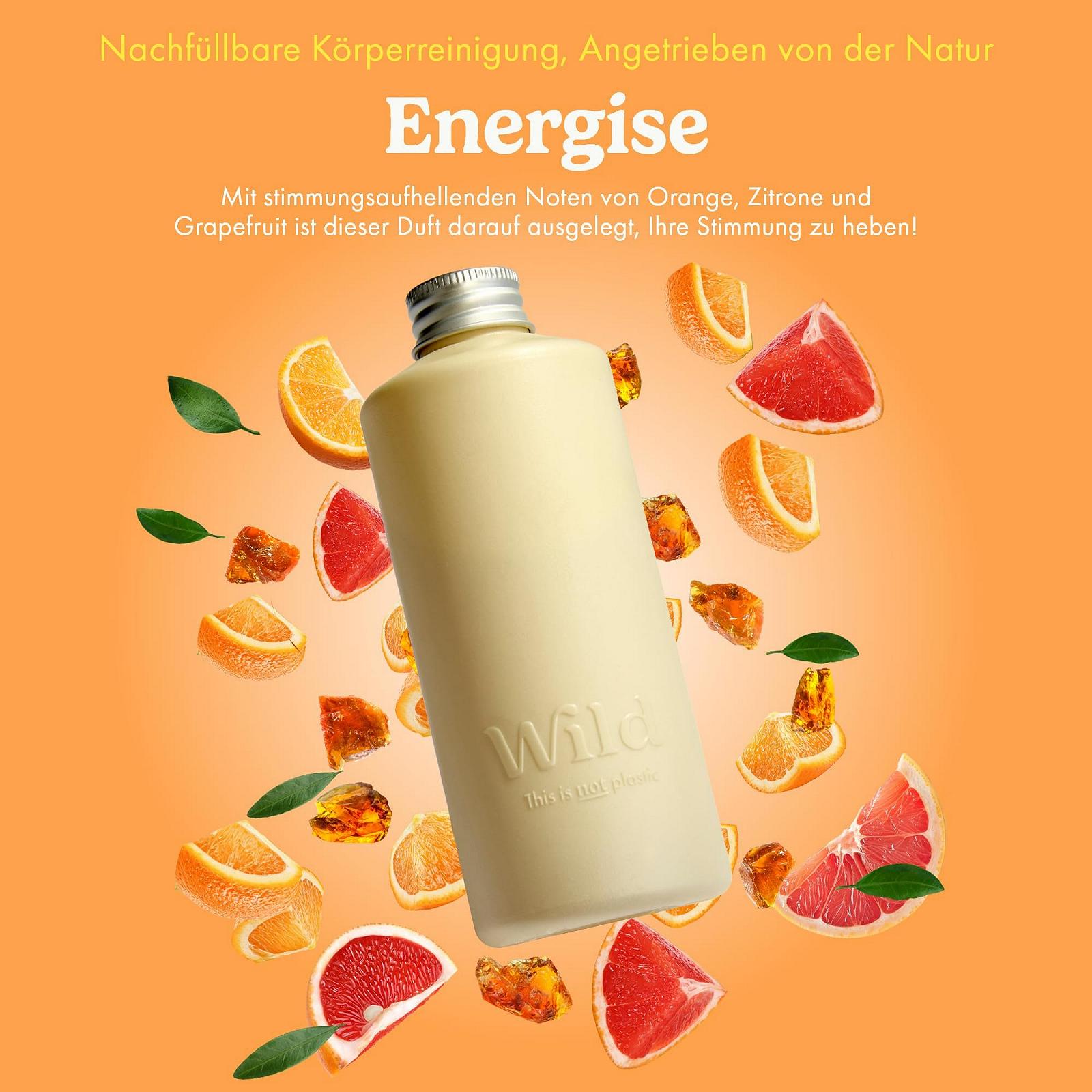 Стартовий набір гелів для душу Wild Natural Refillable у чорному футлярі та 3 змінні блоки Coconut & Vanilla, Fresh Cotton, Energise, фото №8 Стартовий набір гелів для душу Wild Natural Refillable у чорному футлярі та 3 змінні блоки Coconut & Vanilla, Fresh Cotton, Energise, фото №8