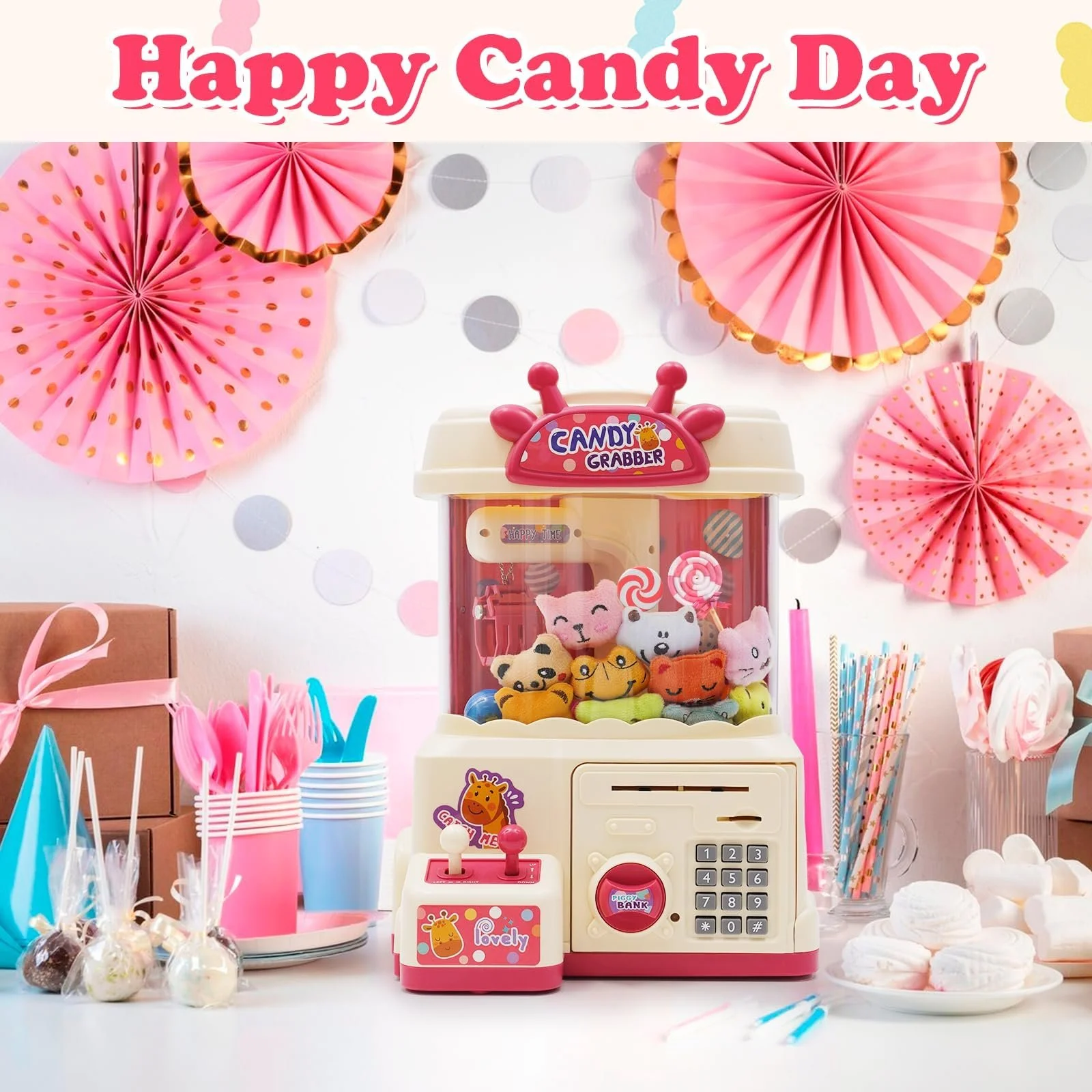 Кран-машина для цукерок та іграшок Mini Grasping Machine з монетоприймачем біла, фото №2